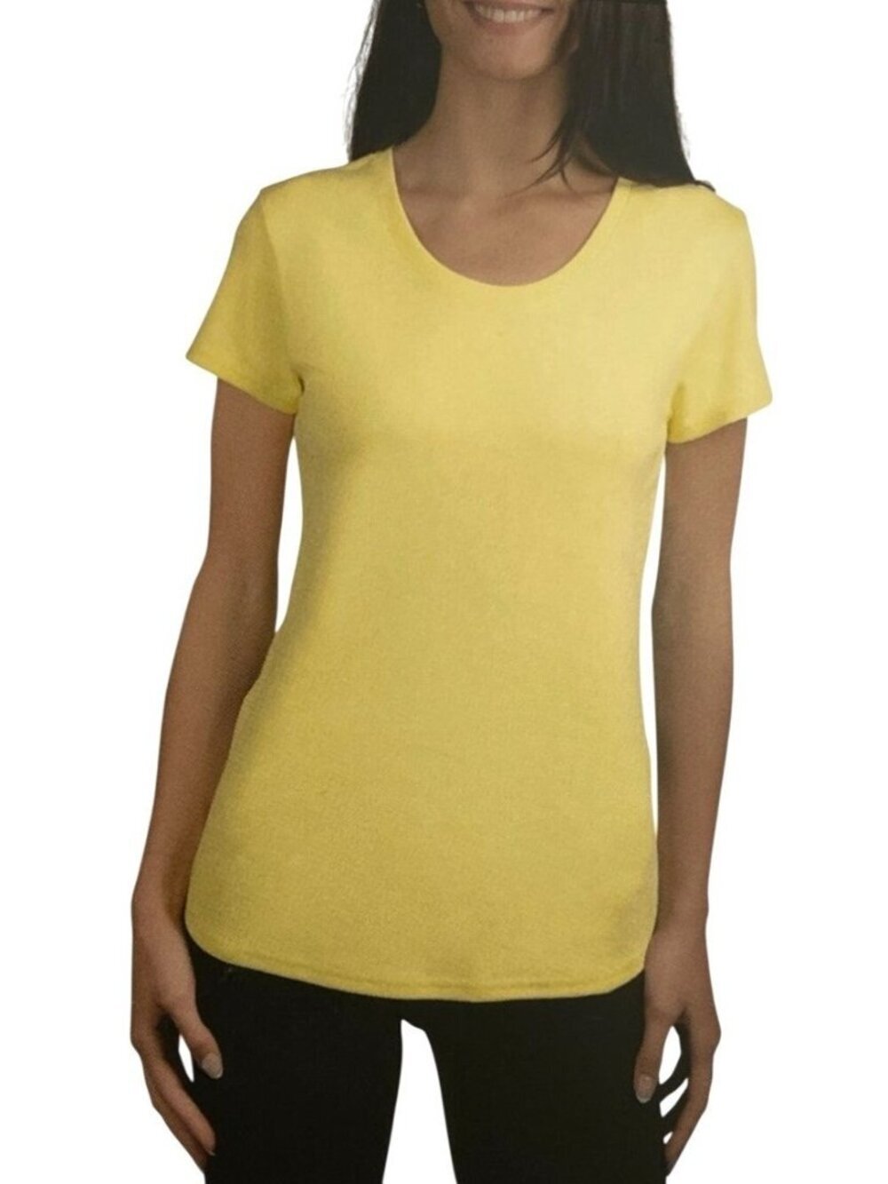 NWT Kirkland Signature Women's Size L Yellow Pima Cotton T-Shirt B0662